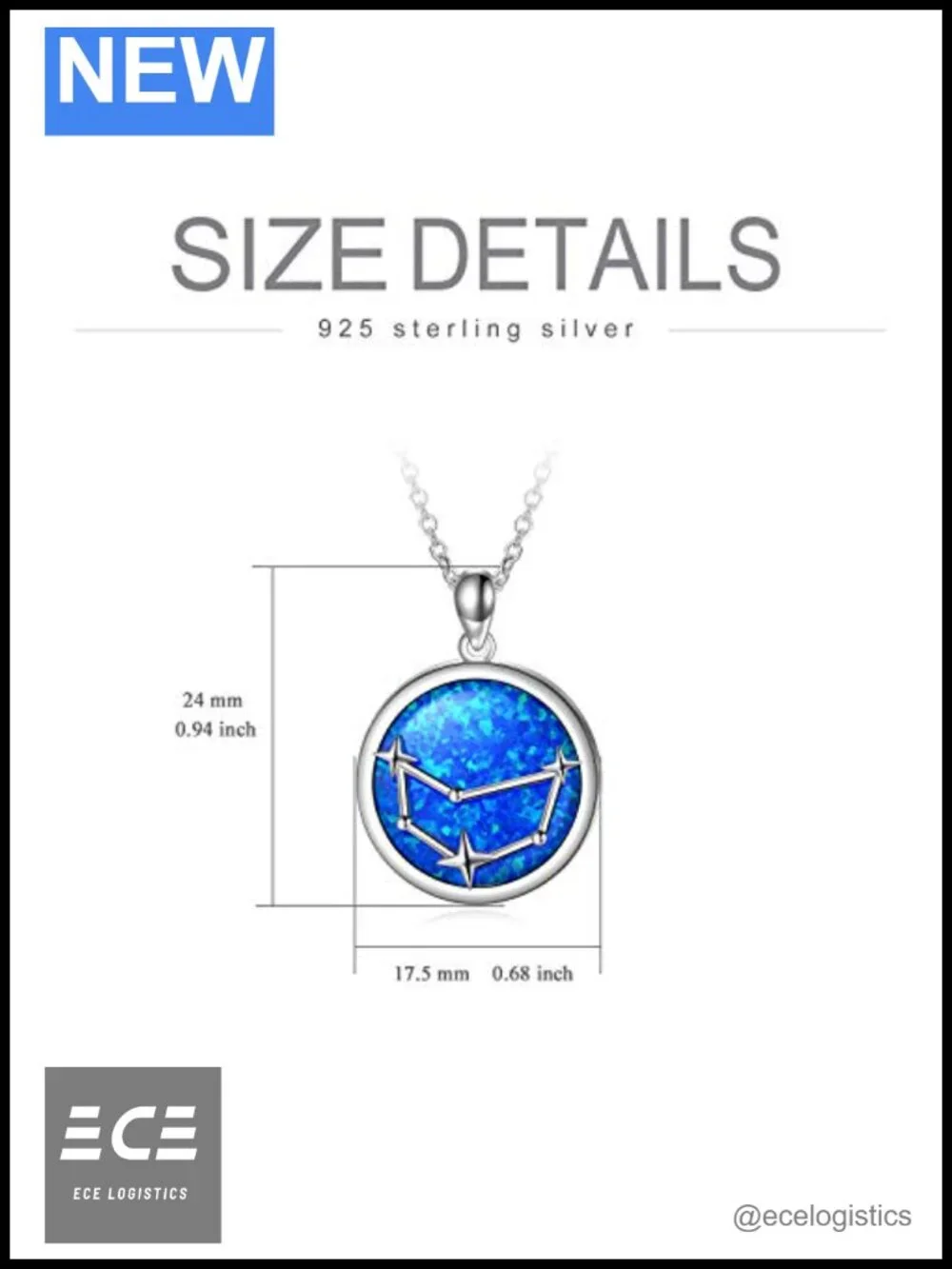 Sterling Silver Simulated Opal Zodiac Necklace 20